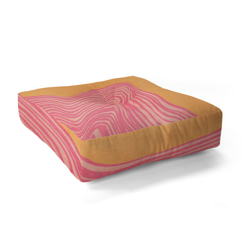 Sewzinski Trippy Waves Pink and Orange Floor Pillow Square