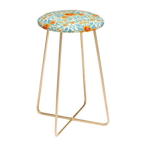 Sewzinski Yellow Flame Zinnias Counter Stool