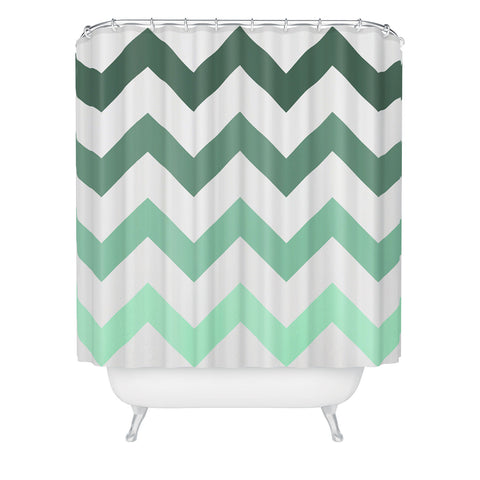 Shannon Clark Mint Chevron Stripes Shower Curtain