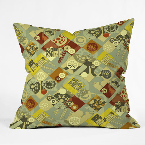 Sharon Turner Bike Retro Outdoor Throw Pillow