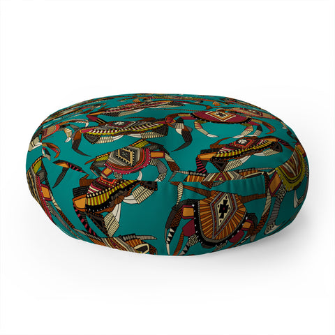 Sharon Turner crabs teal Floor Pillow Round