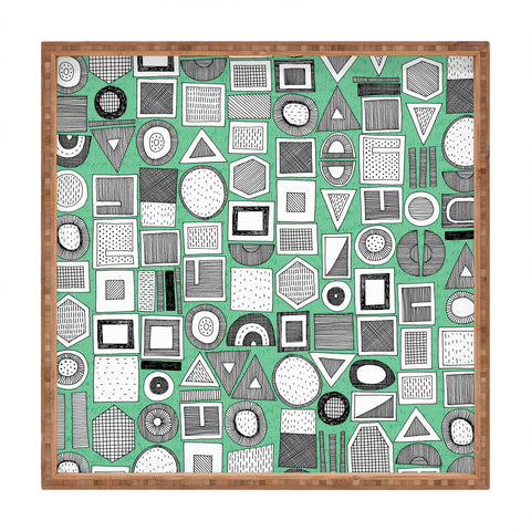 Sharon Turner frisson memphis bw green Square Tray