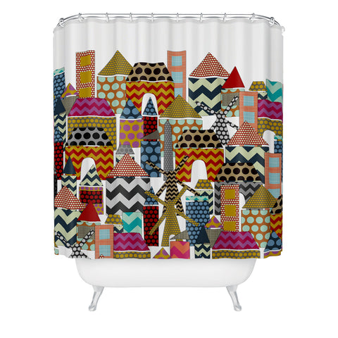 Sharon Turner Geo Town Shower Curtain