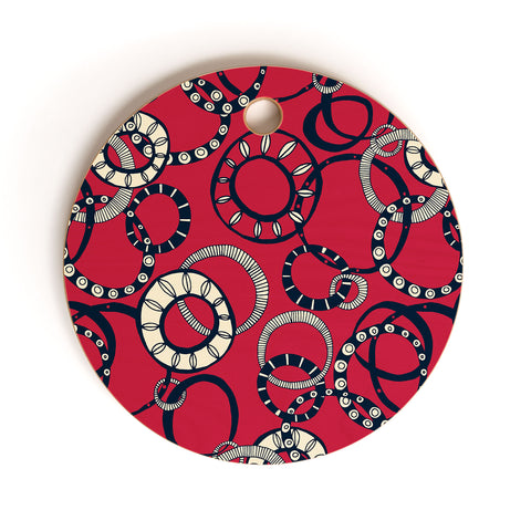 Sharon Turner Honolulu hoopla red Cutting Board Round