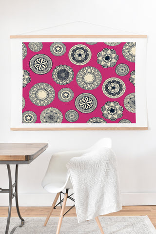 Sharon Turner mandala cirque spot pink Art Print And Hanger