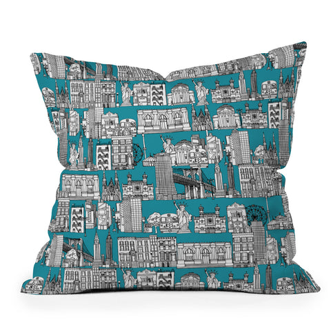 Sharon Turner New York Teal Throw Pillow