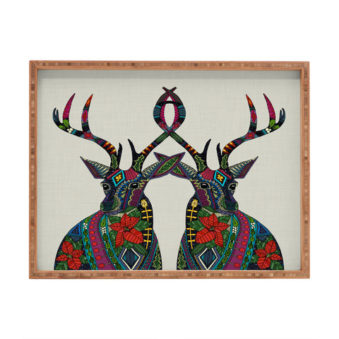 Sharon Turner Poinsettia Deer Rectangular Tray