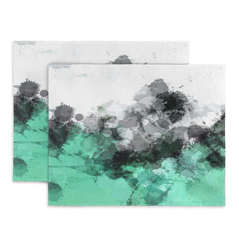 Sheila Wenzel-Ganny Mint Green Paint Splatter Abstract Placemat