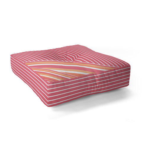 Sheila Wenzel-Ganny Pink Coral Stripes Floor Pillow Square