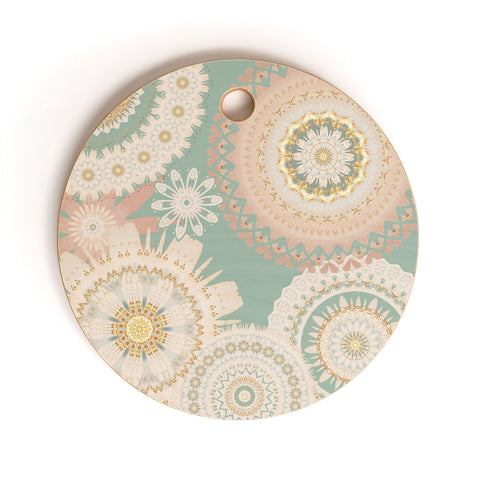 Sheila Wenzel-Ganny Rose Gold Mint Mandala Cutting Board Round