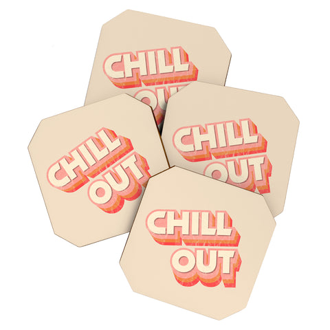 Showmemars CHILL OUT TYPOGRAPHY Coaster Set