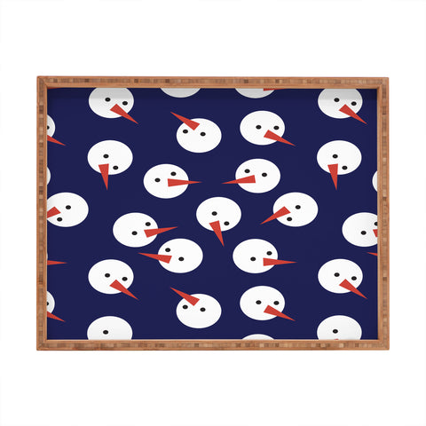 Showmemars Snowmen pattern on dark Rectangular Tray