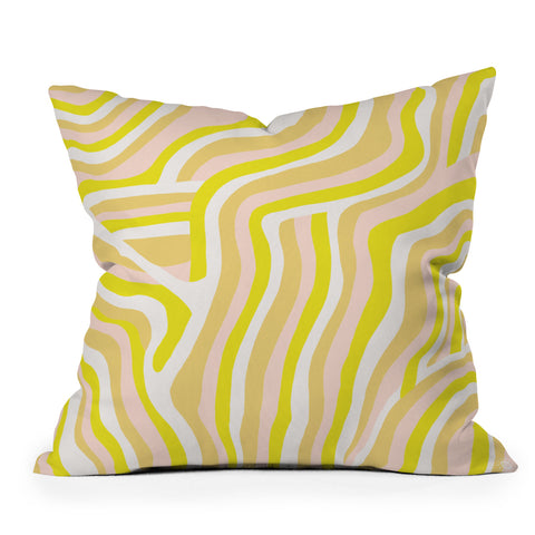 SunshineCanteen yellow zebra stripes Throw Pillow