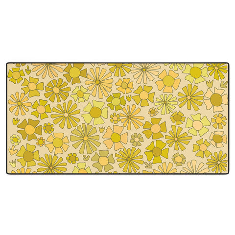 surfy birdy flower power retro flower pattern Desk Mat