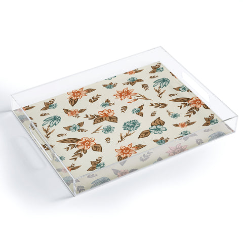 Susanne Kasielke Retro Vintage Florals Neutral Acrylic Tray