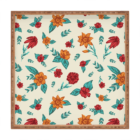 Susanne Kasielke Retro Vintage Florals Square Tray