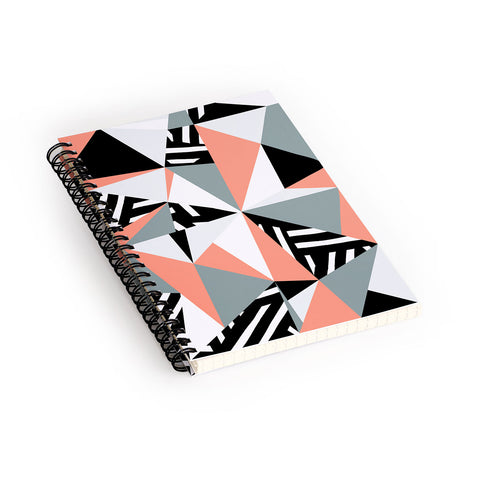 The Old Art Studio Modern Geometric 45 Peach Spiral Notebook