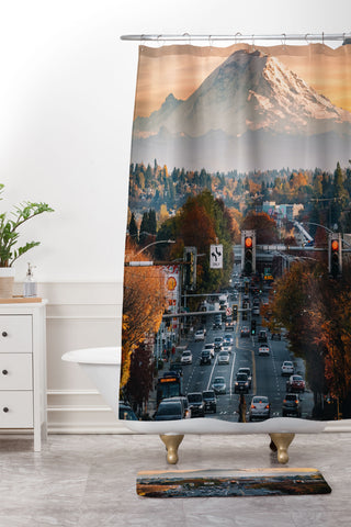 Tristan Zhou Mt Rainier Shower Curtain And Mat