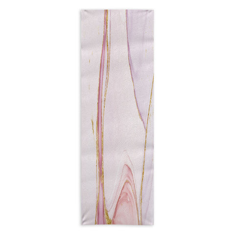 UtArt Blush Pink And Gold Alcohol Ink Marble Yoga Towel