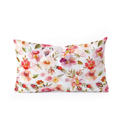 UtArt Hygge Watercolor Midsummer Dogroses Pattern Oblong Throw Pillow
