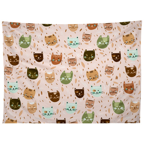 Valeria Frustaci Cats pattern retro Tapestry