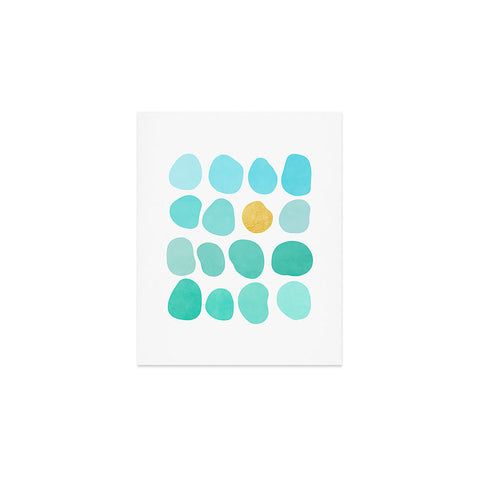 Viviana Gonzalez Aqua Pebbles and gold Art Print