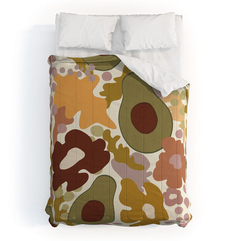 Viviana Gonzalez Avocado And Flowers Comforter