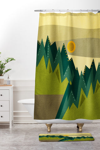 Viviana Gonzalez Geometric Landscape III Shower Curtain And Mat