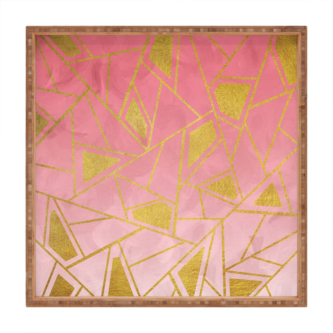 Viviana Gonzalez Geometric pink and gold Square Tray