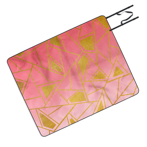 Viviana Gonzalez Geometric pink and gold Picnic Blanket