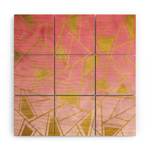 Viviana Gonzalez Geometric pink and gold Wood Wall Mural