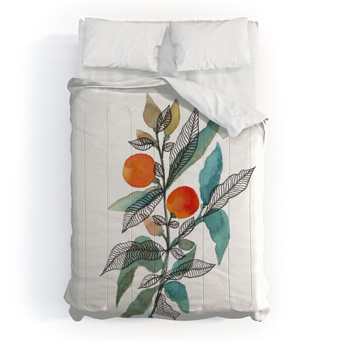 Viviana Gonzalez Watercolor ink leaves III Comforter