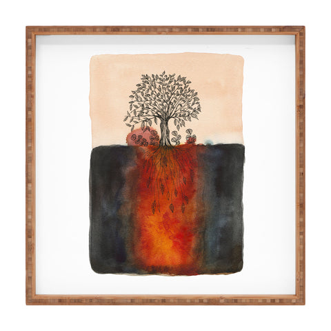 Viviana Gonzalez Watercolor Lone Tree Square Tray