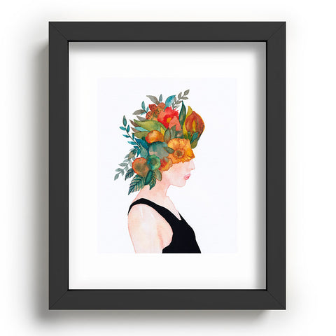 Viviana Gonzalez Woman in flowers watercolor Recessed Framing Rectangle