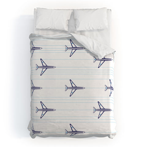 Vy La Airplanes And Stripes Duvet Cover