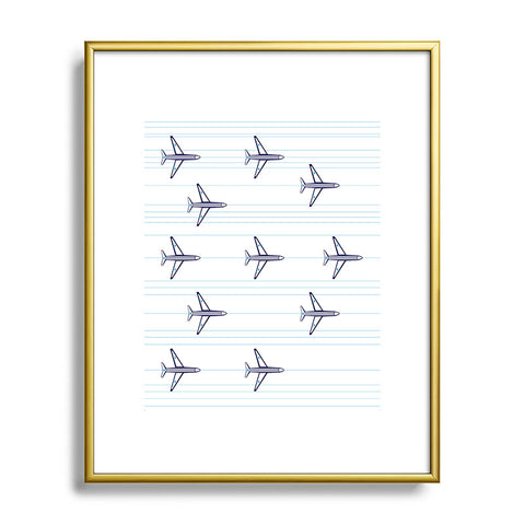 Vy La Airplanes And Stripes Metal Framed Art Print