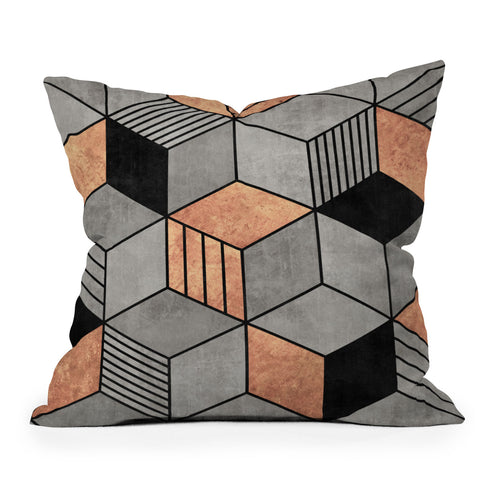 Zoltan Ratko Concrete and Copper Cubes 2 Throw Pillow