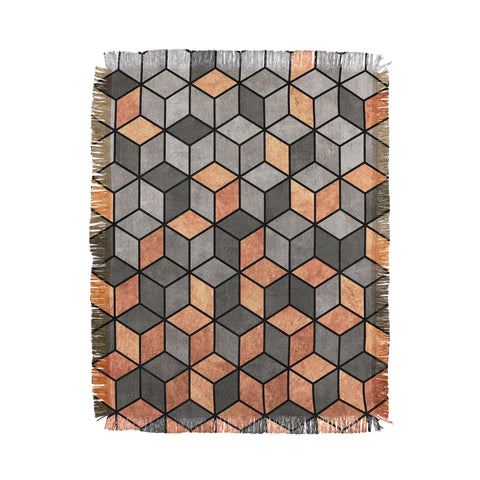 Zoltan Ratko Concrete and Copper Cubes Throw Blanket