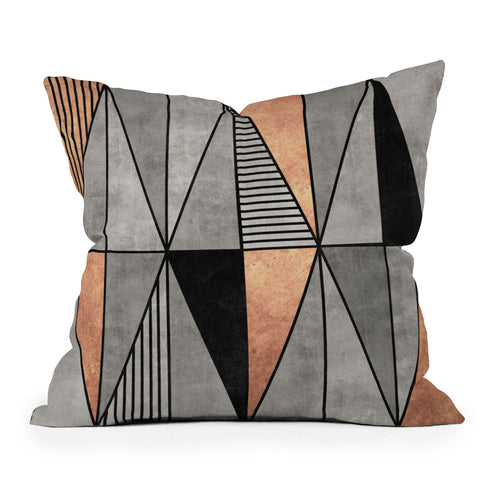 Zoltan Ratko Concrete and Copper Triangles Throw Pillow